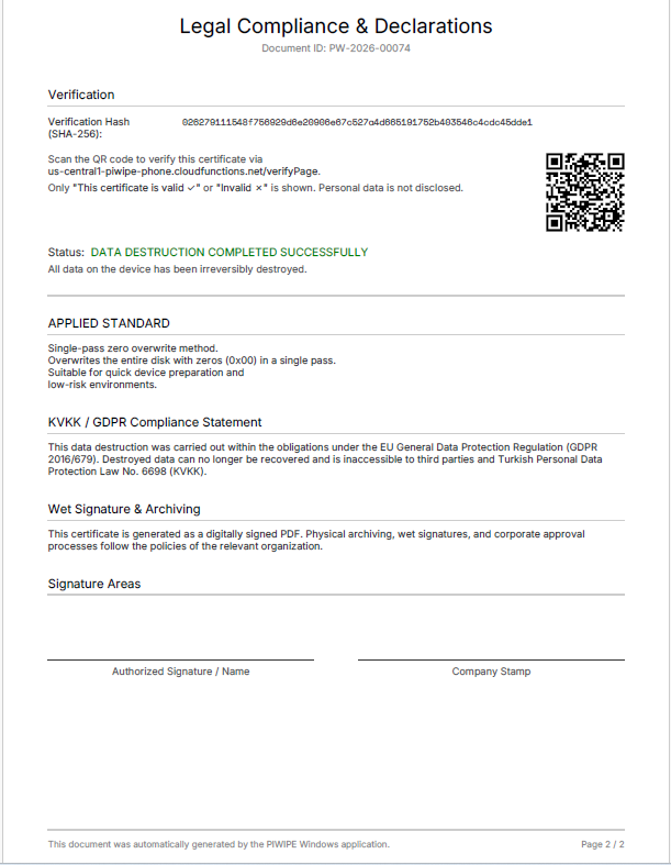 Sample PDF certificate — Page 2
